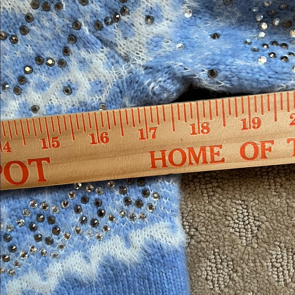 NEW Talbots Light Blue and White Fairisle Fuzzy Patterned Sweater - Picture 6 of 9